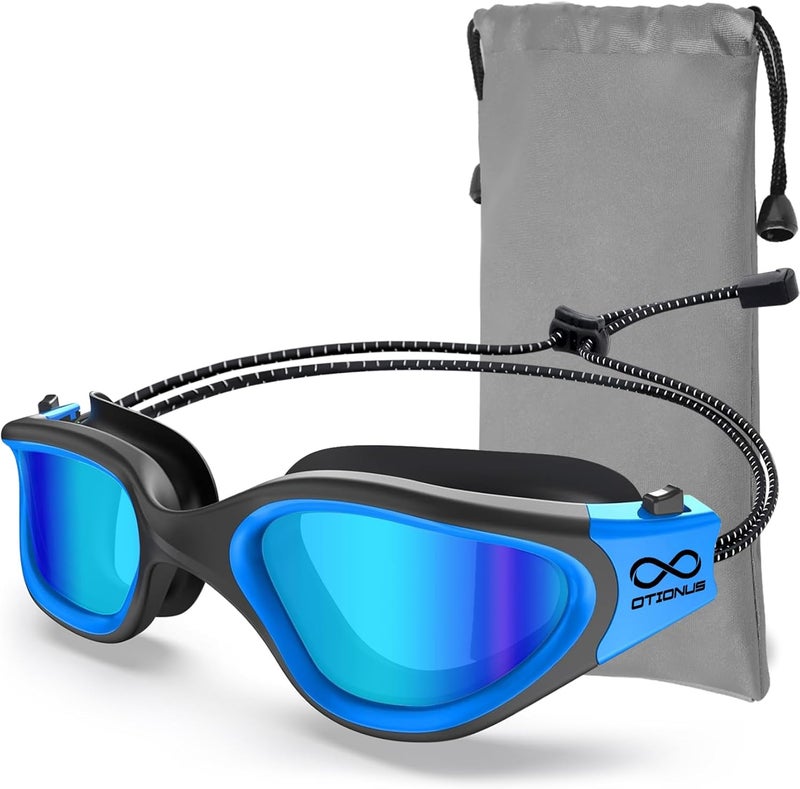 Otionus Store Swim Goggles, Polarized Adult Swimming Goggles Bungee Strap No Hair Pulling Anti-fog Pool Goggles for Men Women - Image 1